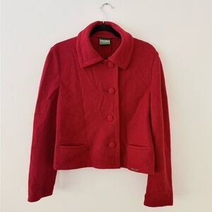 Vintage Geiger Jacket Women's 38 (US 8) Boiled Wool Ornate Austria Red Blazer